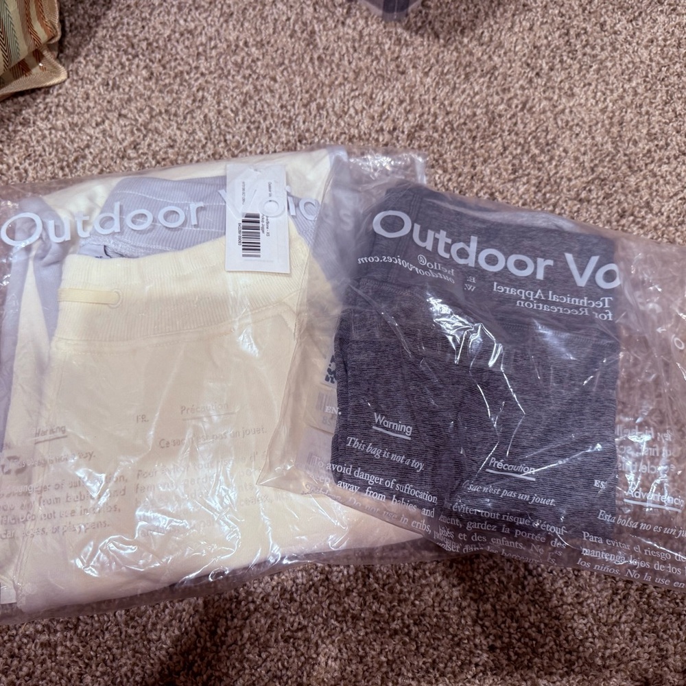 Outdoor Voices Cream and Gray Apparel Set